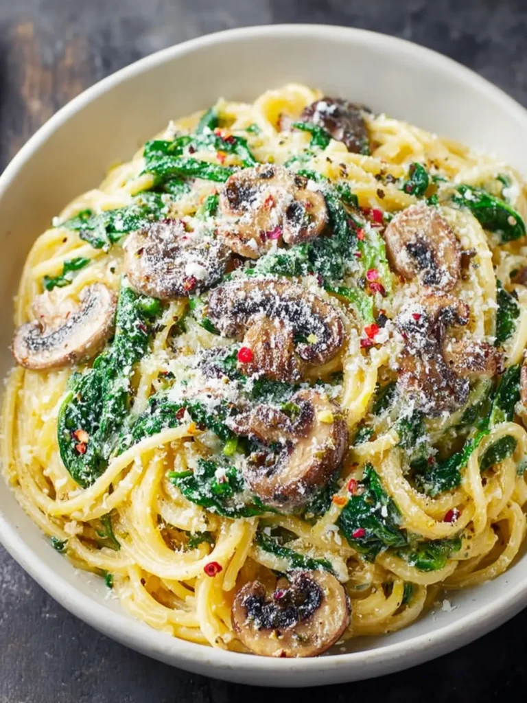 One-Pot Garlic Parmesan Pasta with Spinach and Mushrooms: Creamy Comfort Made Simple First Image