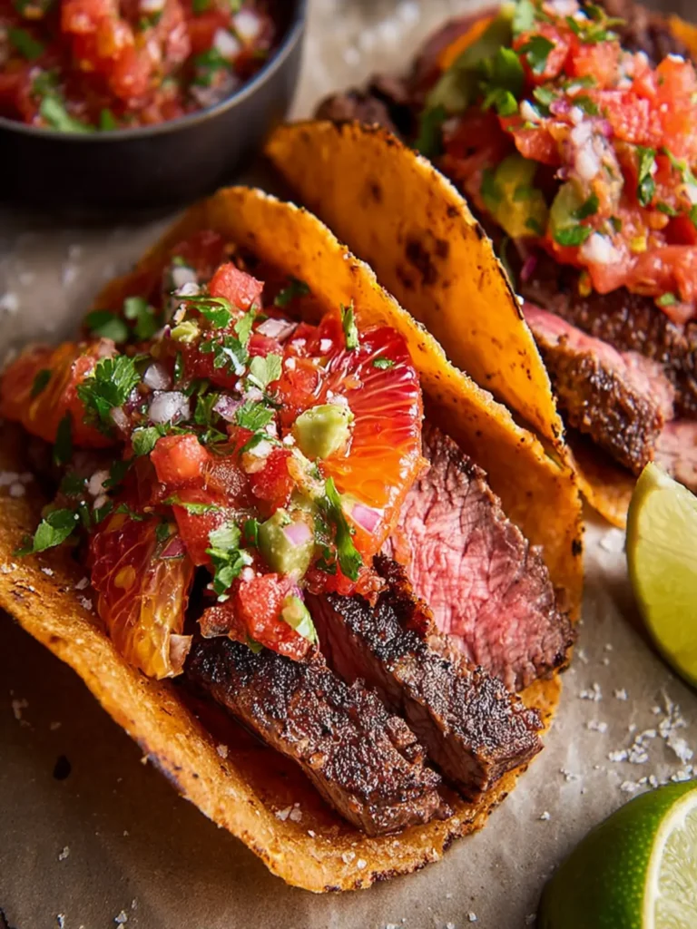 Blackened Steak Tacos with Blood Orange Salsa First Image