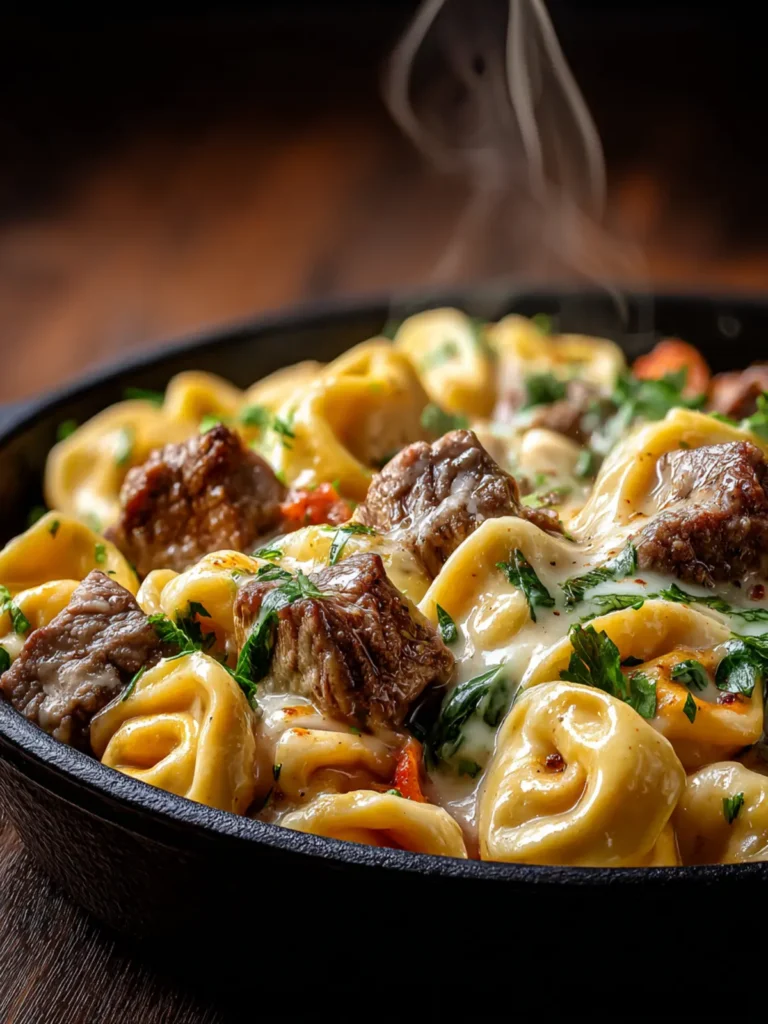 Creamy Cheesesteak Tortellini Delight: A Cozy Comfort Dish First Image