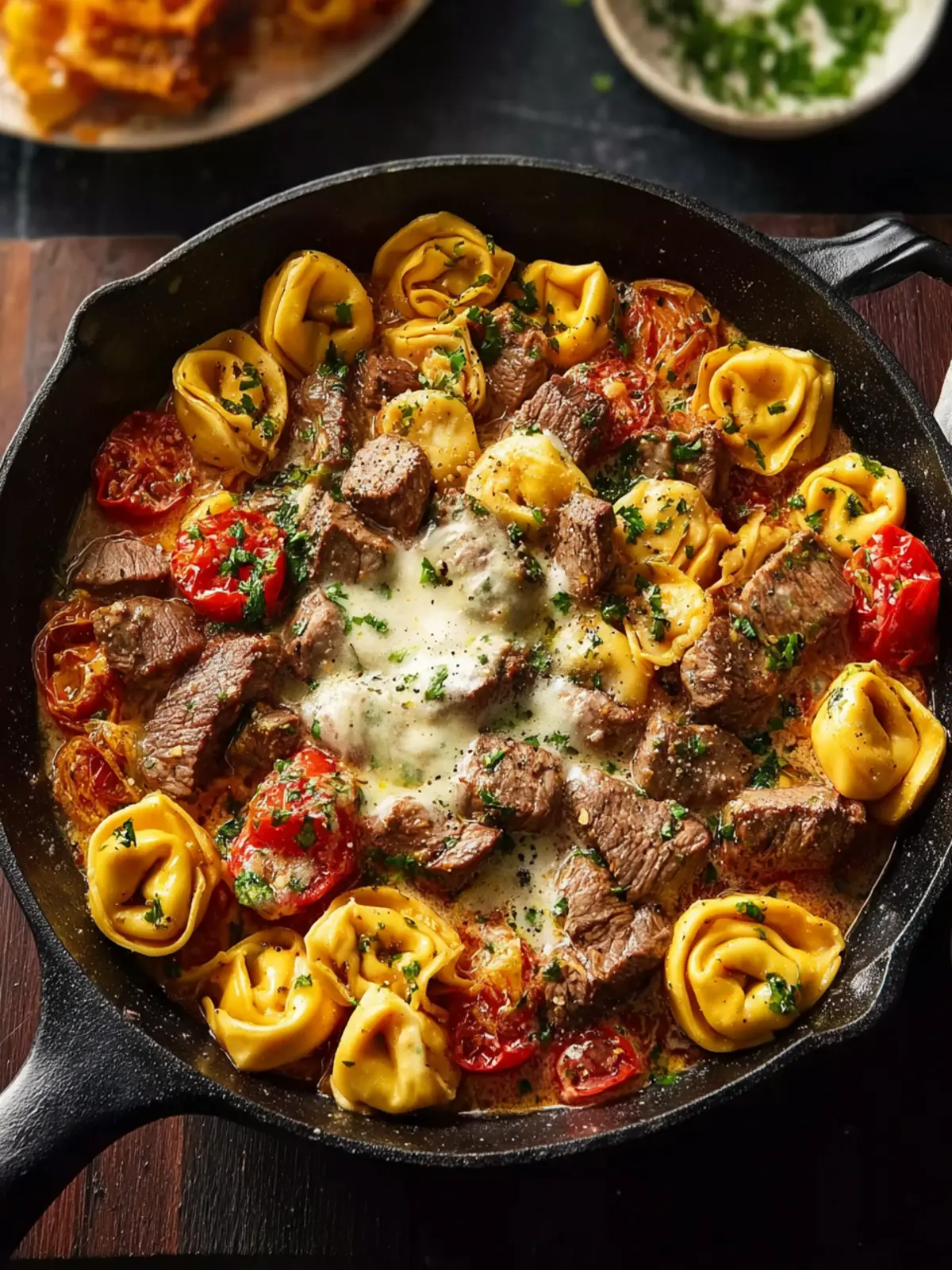 Garlic Steak & Cheese-Filled Tortellini Skillet First Image