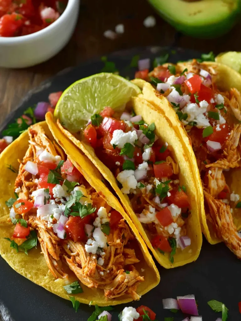 Slow Cooker Salsa Chicken Tacos First Image