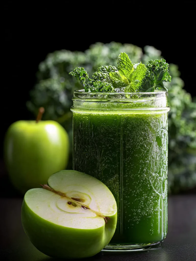 Refreshing Winter Green Juice with Kale, Apple & Mint First Image