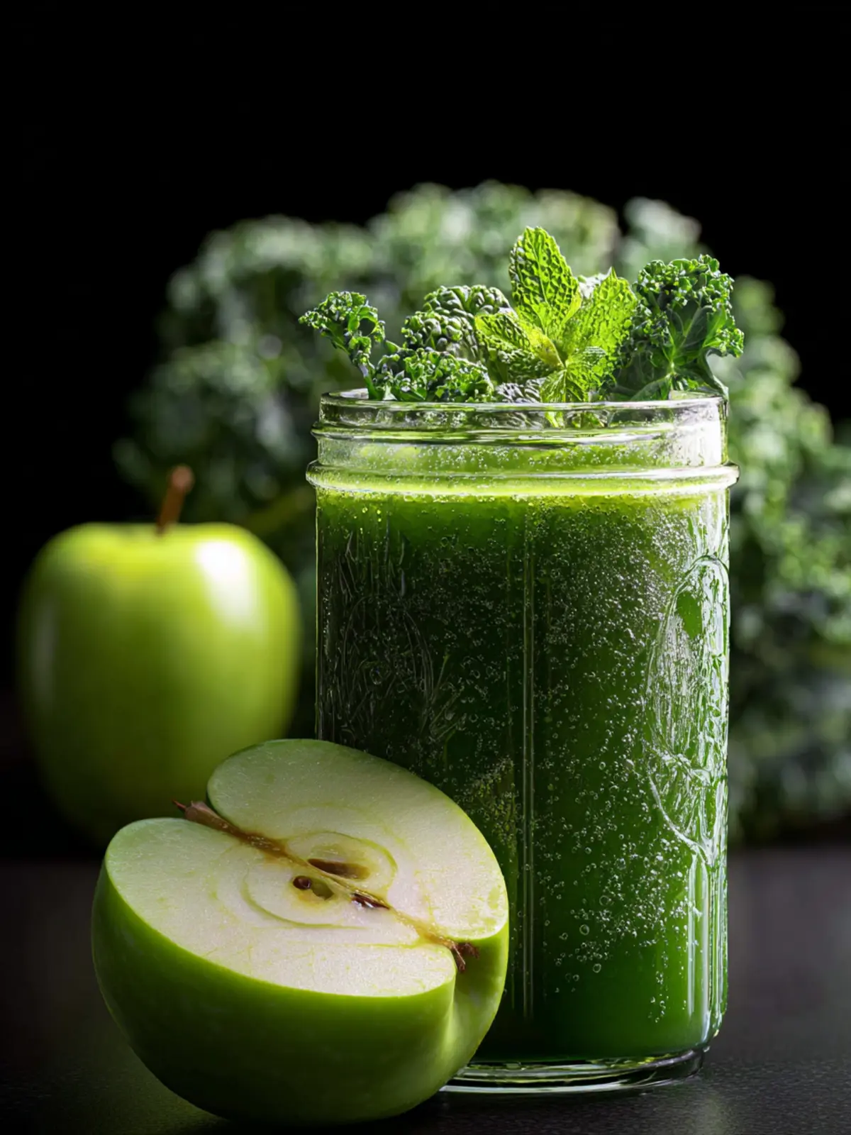 Refreshing Winter Green Juice with Kale, Apple & Mint First Image