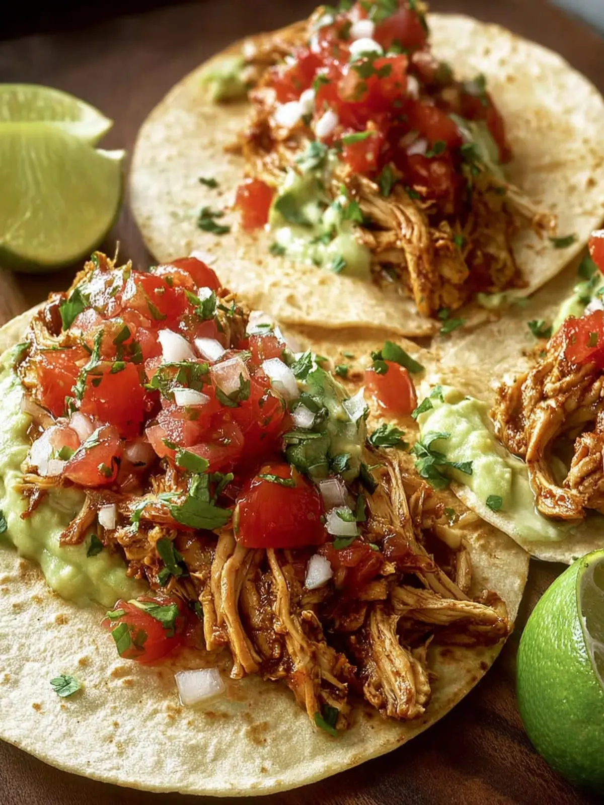 Easy Slow Cooker Chicken Tacos with Salsa & Lime First Image