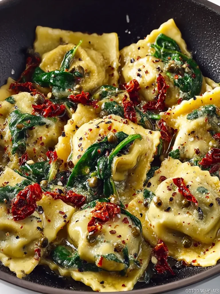 Italian Ravioli with Spinach, Artichokes, Capers, Sun-Dried Tomatoes First Image