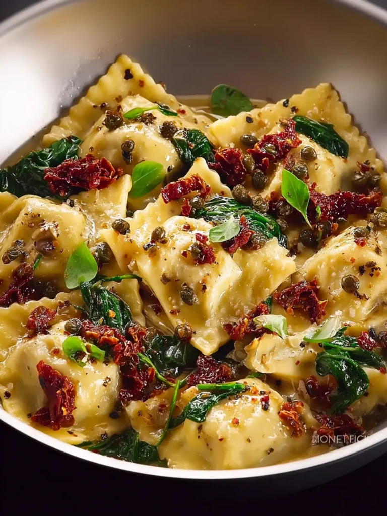 Italian Ravioli with Spinach, Artichokes, Capers, Sun-Dried Tomatoes First Image