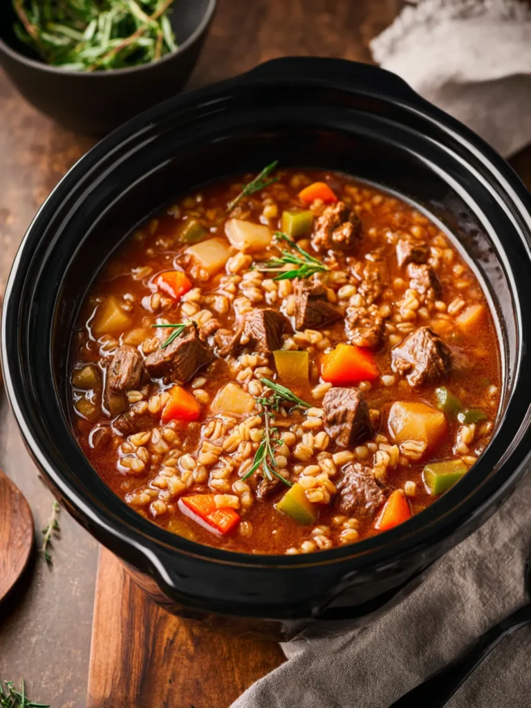 Slow Cooker Beef and Barley Soup First Image