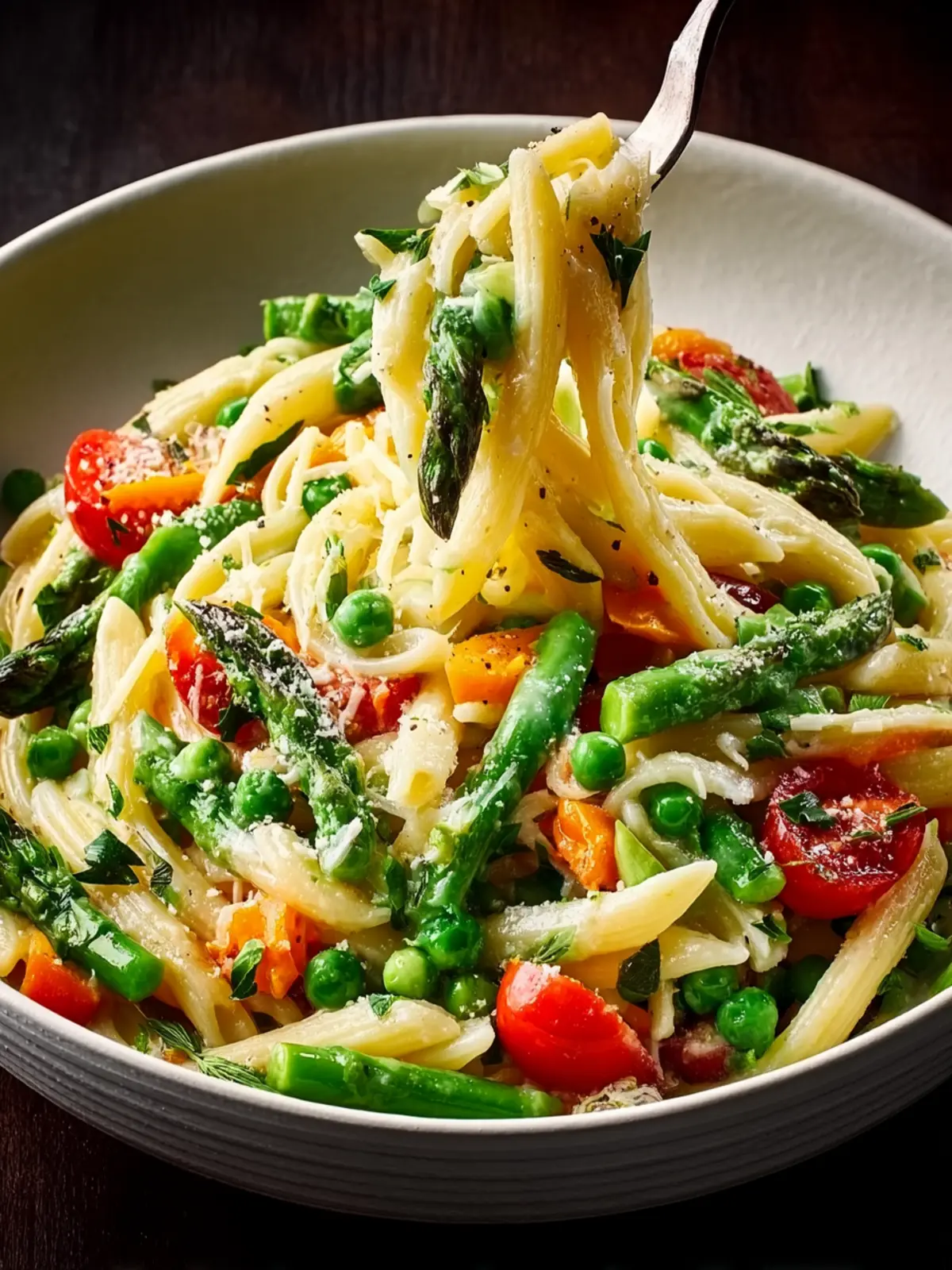 creamy pasta primavera First Image