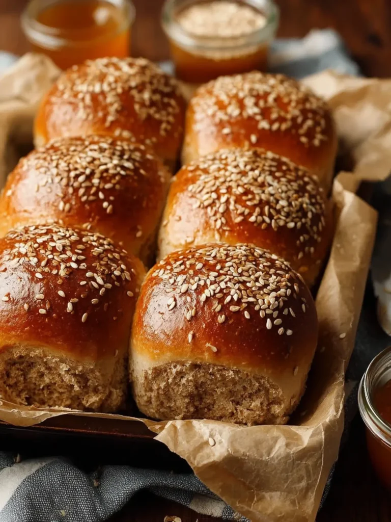 Rustic Oatmeal Molasses Dinner Rolls First Image
